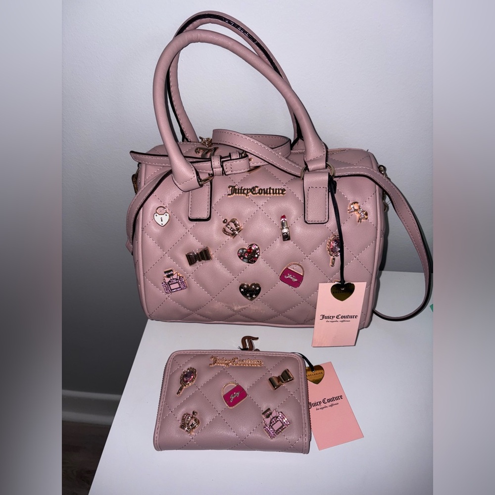 JUICY COUTURE JUICY GIRL ONLY SATCHEL CROSSBODY BAG W CHARM and Matching Wallet